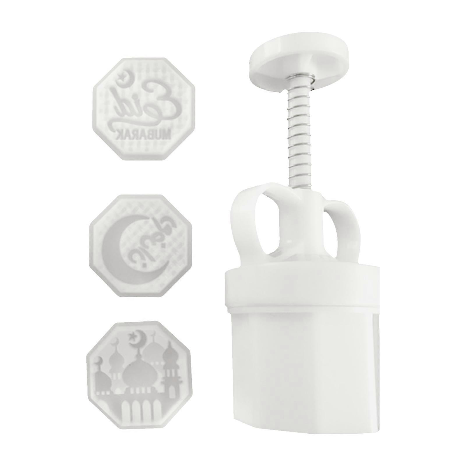 Thickness Adjustable Moon Cake Mold 50g Eid Mubarak Cookie Stamps Set Hand Press