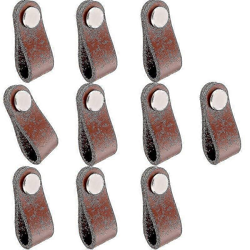 10pcs Furniture Handle Leather Handle Furniture Brown Knob Cabinet Handle Leather Loop Handle-aisgd