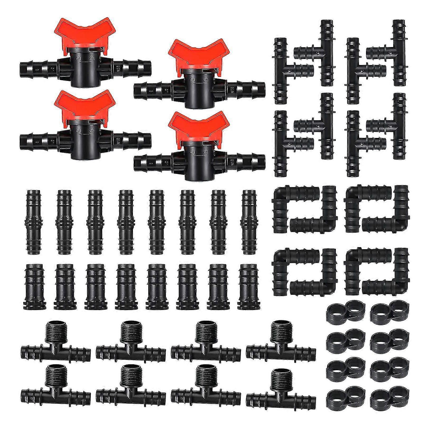 52 Piece Drip Irrigation Accessory Kit Irrigation Barbed Connector
