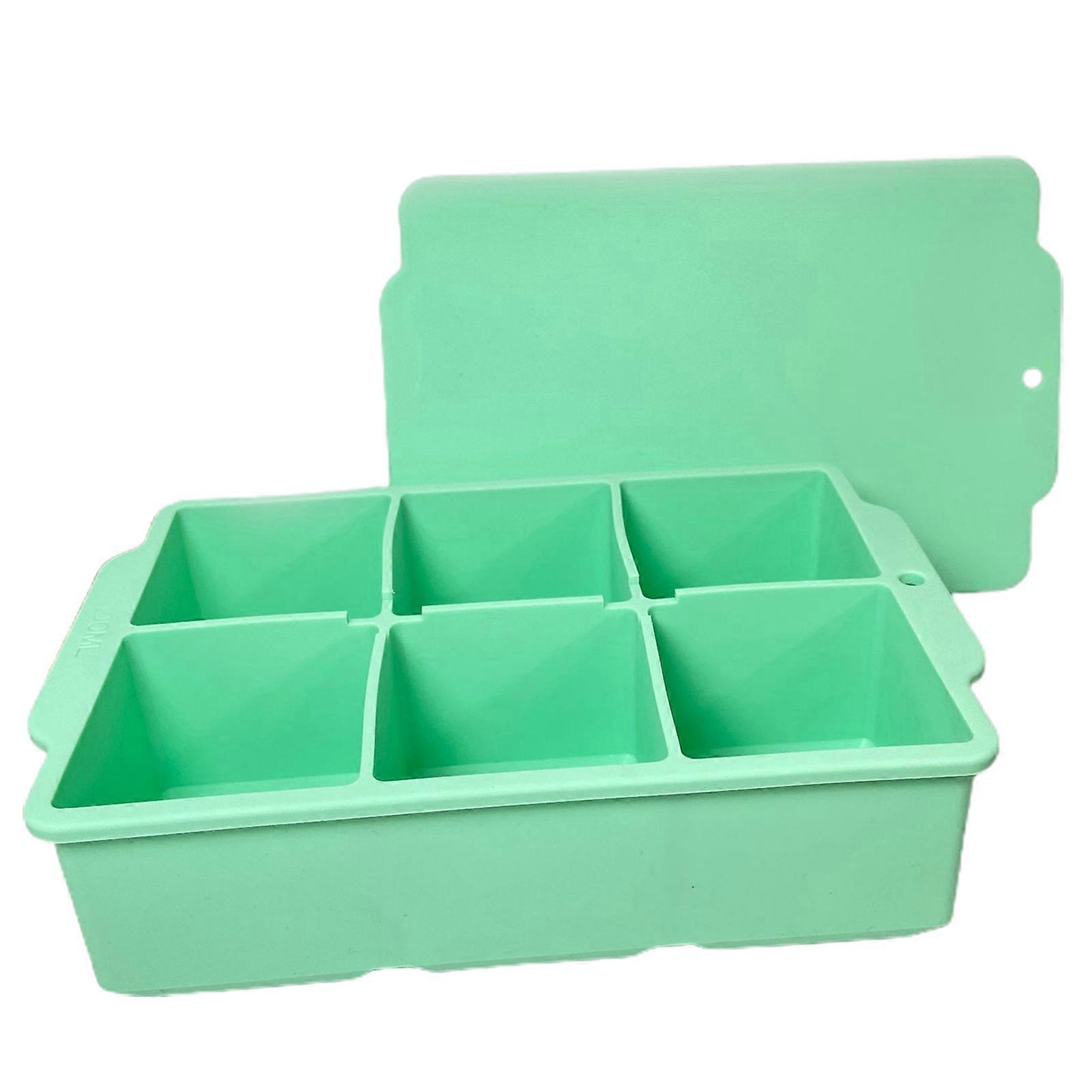 Ice Tray Mold with Lid 6 Grids Easy to Demold High Flexibility Cold Resistant Ice-Cube Making Dust Proof Ice Mold Tray Kitchen Supply