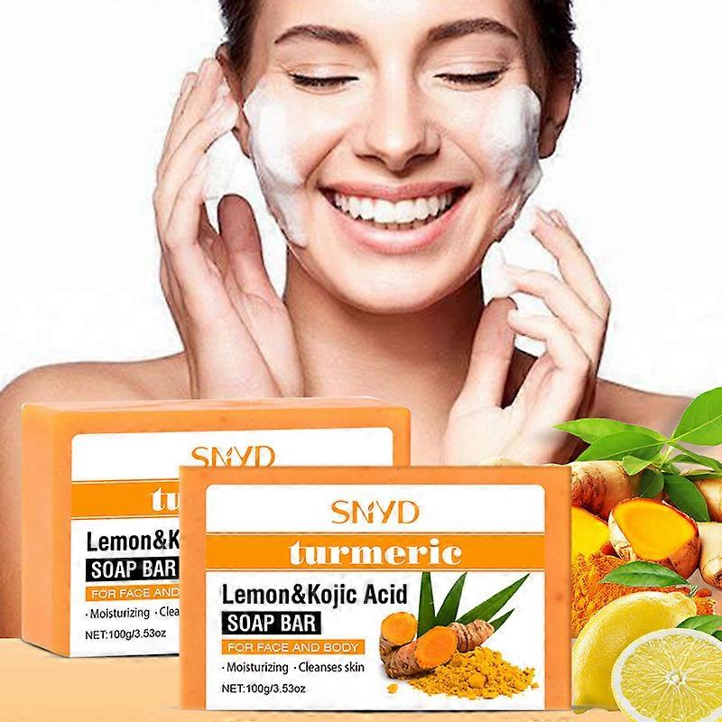 Lemon Turmeric Kojic Acid Soap 100g, Natural Handmade Turmeric Soap, Deep Cleansing for All Skin Types Body Care Body Wash