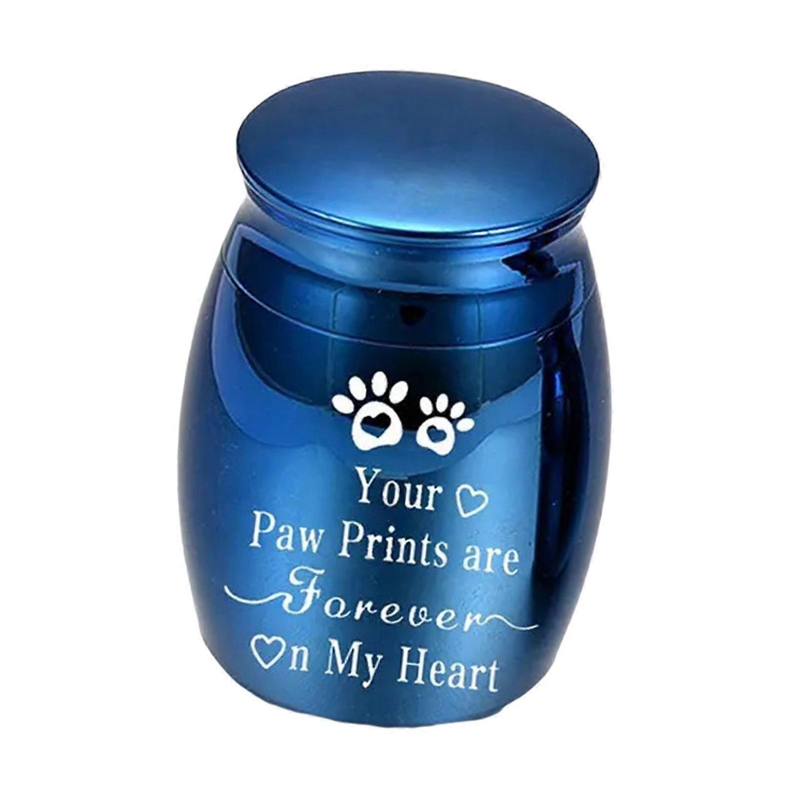 Pet Urn Waterproof Aluminum Alloy Keepsake Urn for Puppy Small Animals Bunny Blue