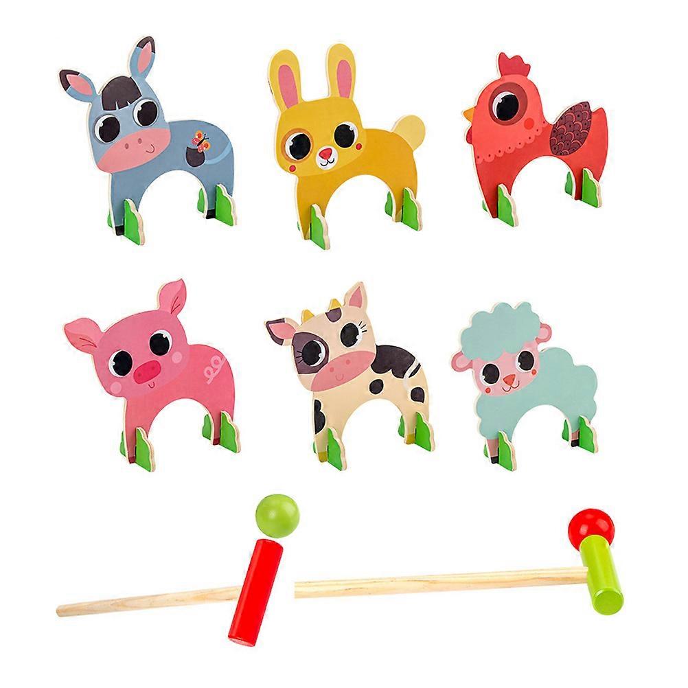 1 Ensemble D’animaux En Bois Croquet Ensemble Enfants Baseball Sports Jeux Jouet Éducatif