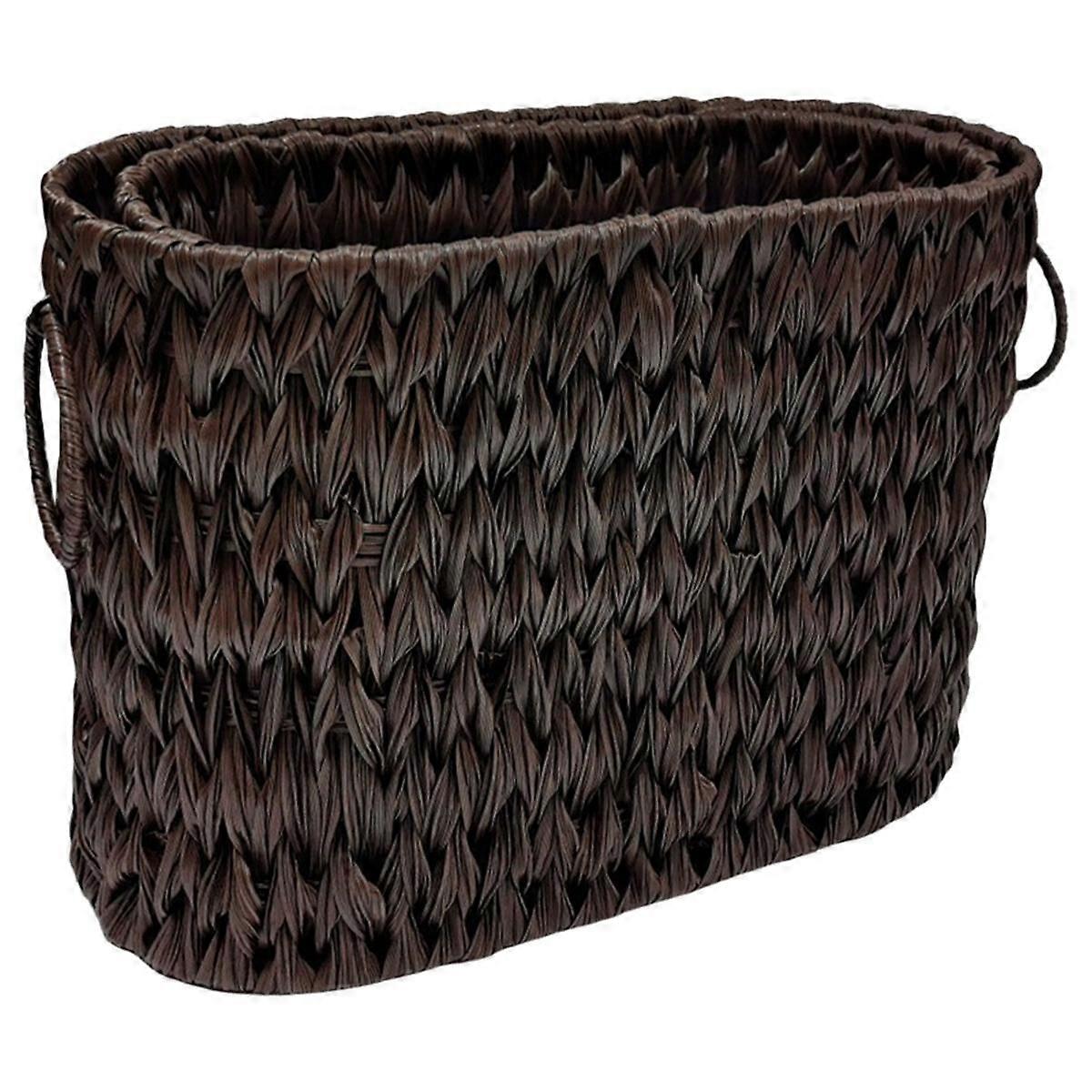 Storage Woven Basket,Waterproof Wicker Basket with Handles,Organizing Woven Basket,Pantry Basket,Wi