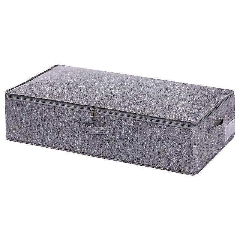 AMX 100 x 43 x 18 cm, Underbed Storage Box, Breathable and Moth-Free, Space-Saving Underbed Storage Box for Duvets, Foldable, Light Grey