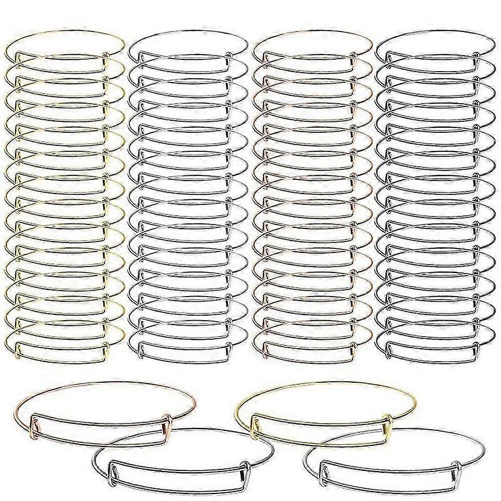 60 Pcs Expandable Bangle Bracelets Adjustable Wire Bracelets, Blank Bangles For Diy Jewelry Making