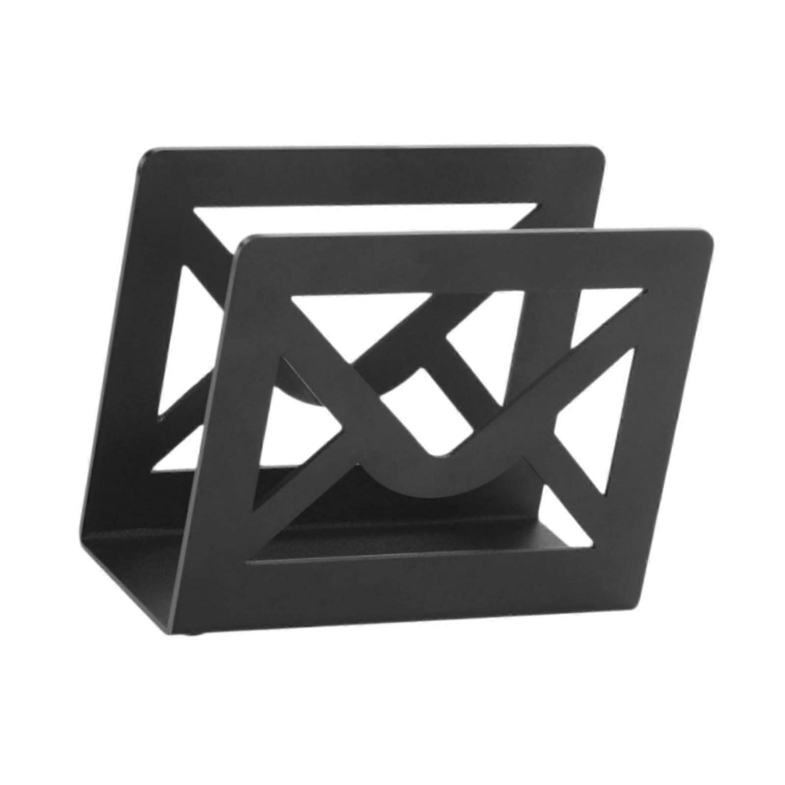 Desktop Mail Holder Modern File Holder Black Metal Countertop Mail Organizer