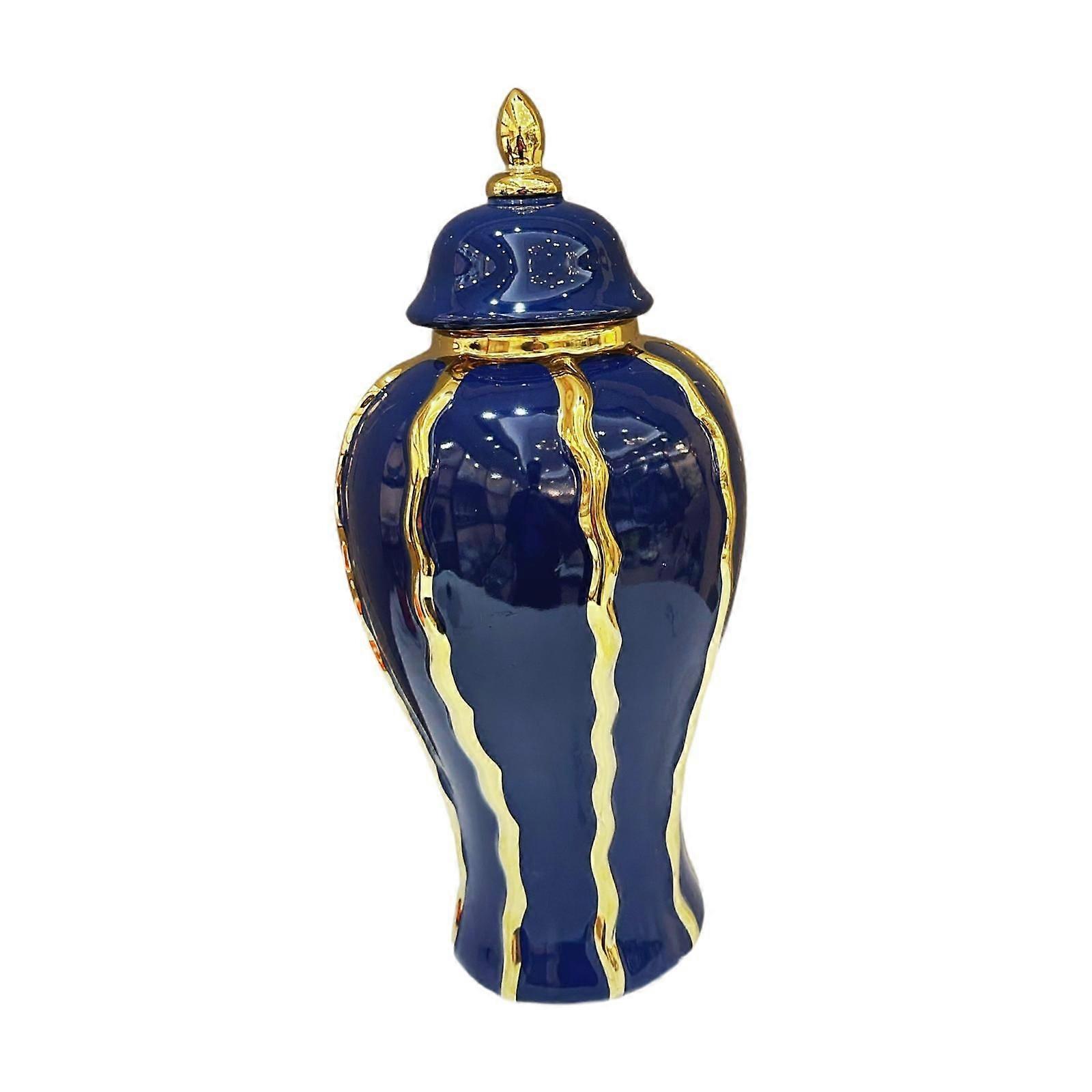 Ceramic Ginger Jar Party Display Desktop Collection Ornament Tea Storage Jar Blue