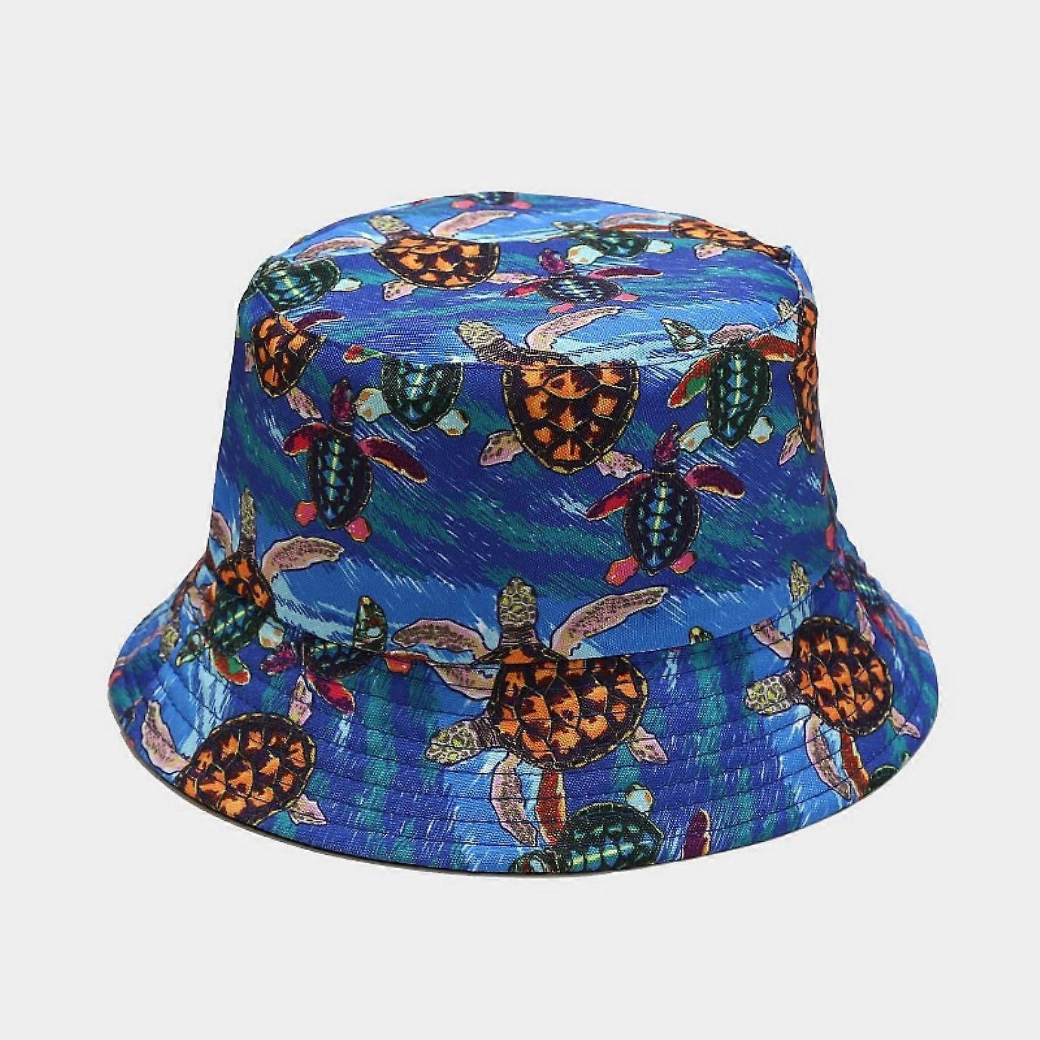 Packable Reversible Sea Animals Printed Fisherman Bucket Sun Hat, Many Patterns