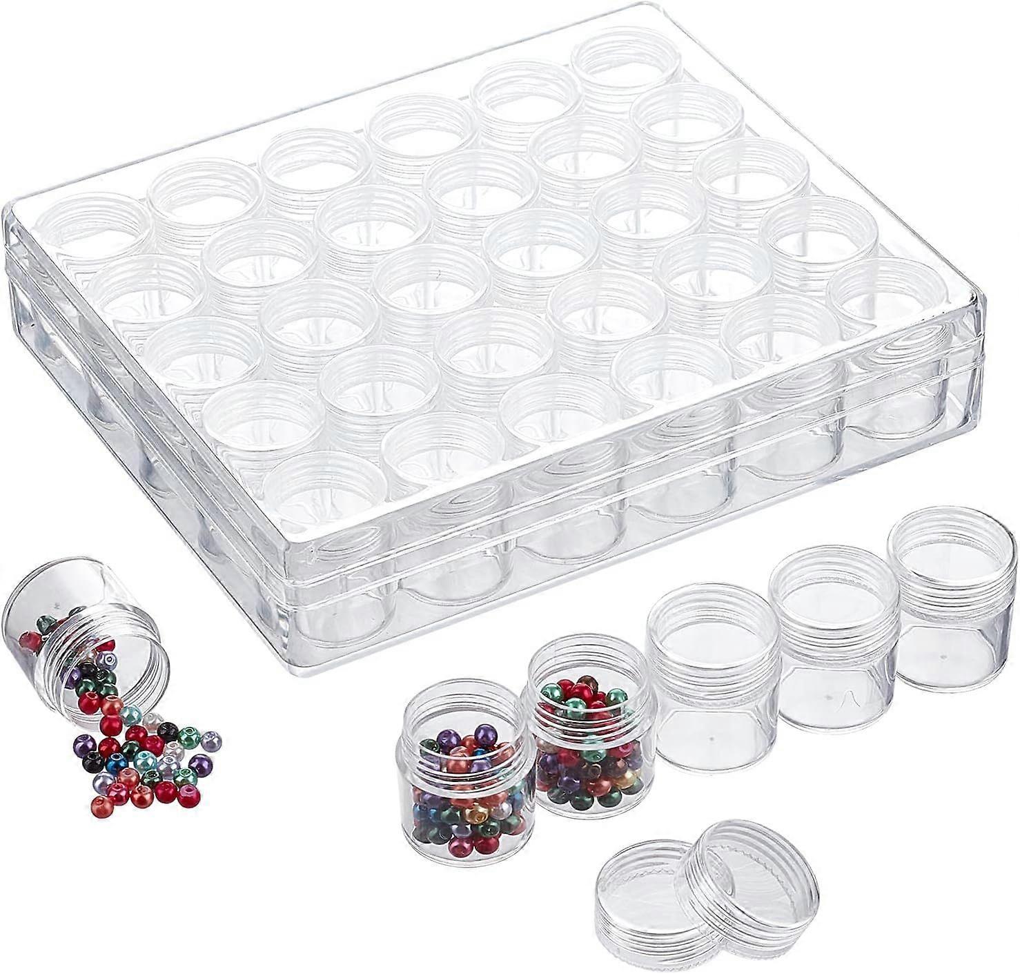3 Sets of Plastic Transparent Storage Box Clear Beads Storage Containers 90pcs Jar with Rounded Screw-Top Lids for Nail Art Tools Storage Small Parts 
