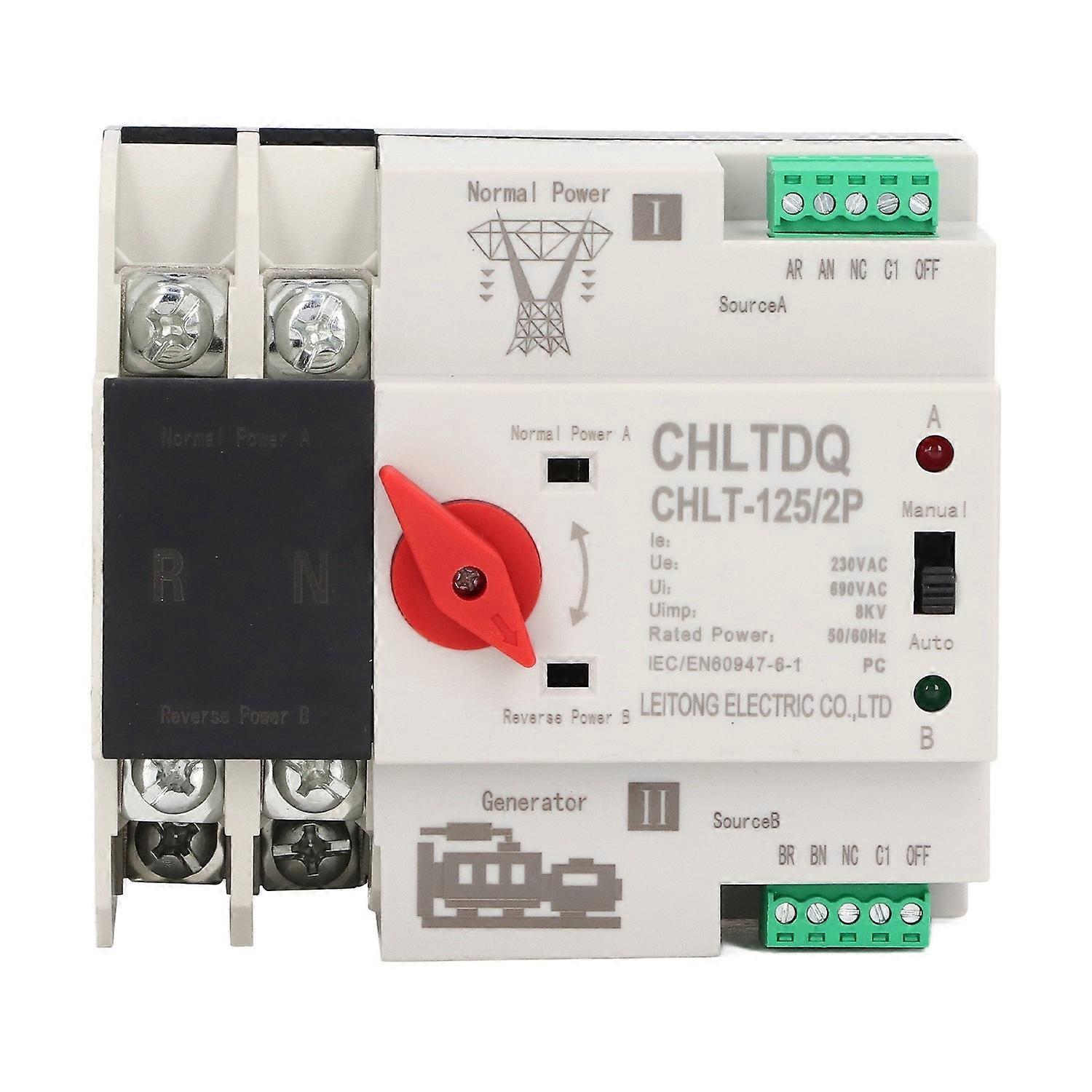 Dual Power Automatic Transfer Switch Flame Retardant Dual Power Switch for Shopping Mall AC230V 80A