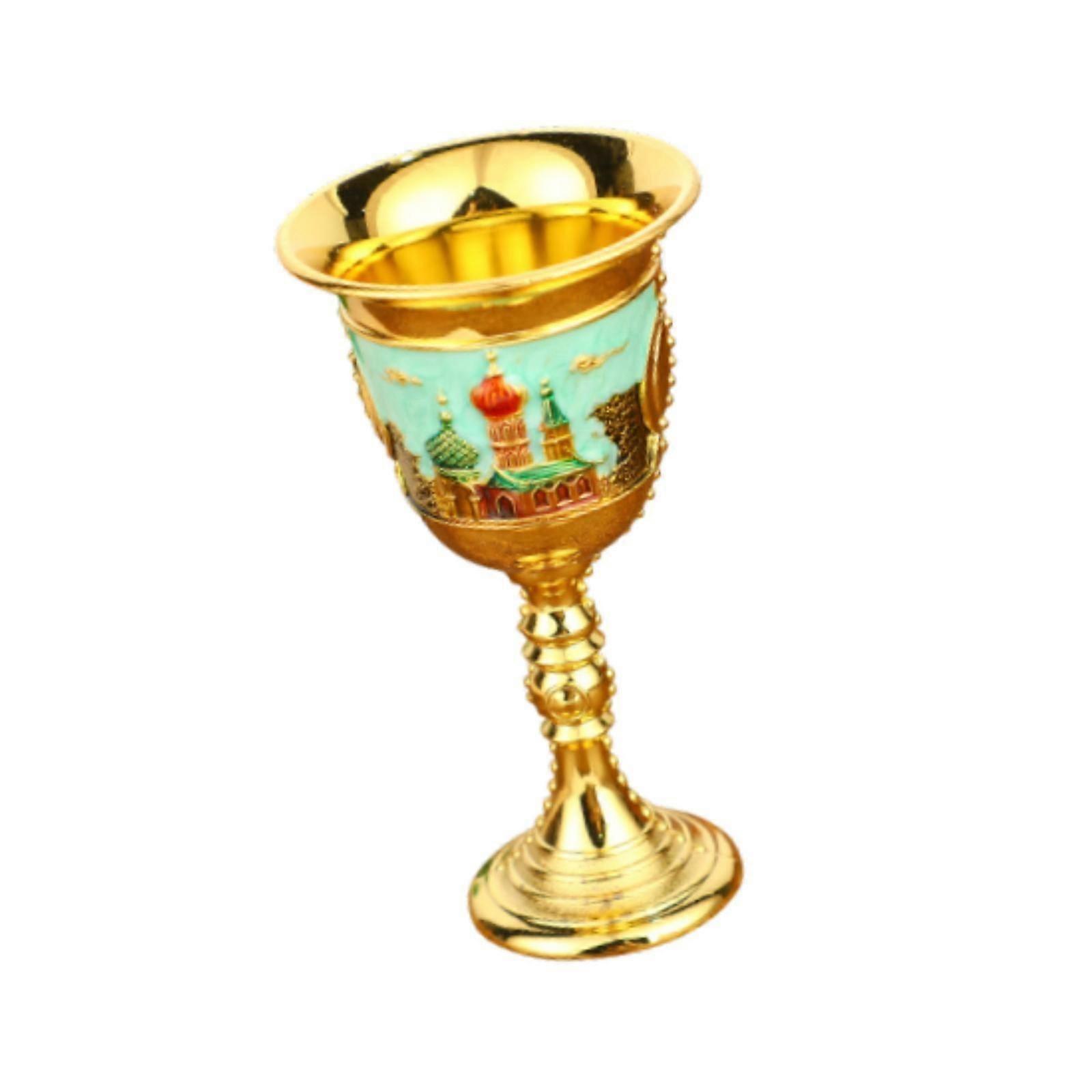 Vintage Medieval Goblet Sturdy Pattern Drinking Glass for Blessing Party Bar light blue