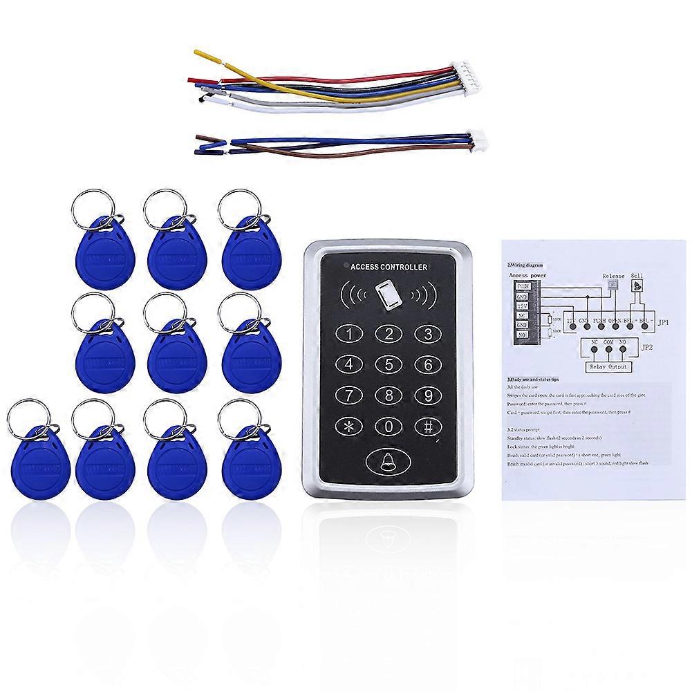 125KHz RFID Card Door Access Control Keypad Controller System Kit with10 RFID Keyfobs