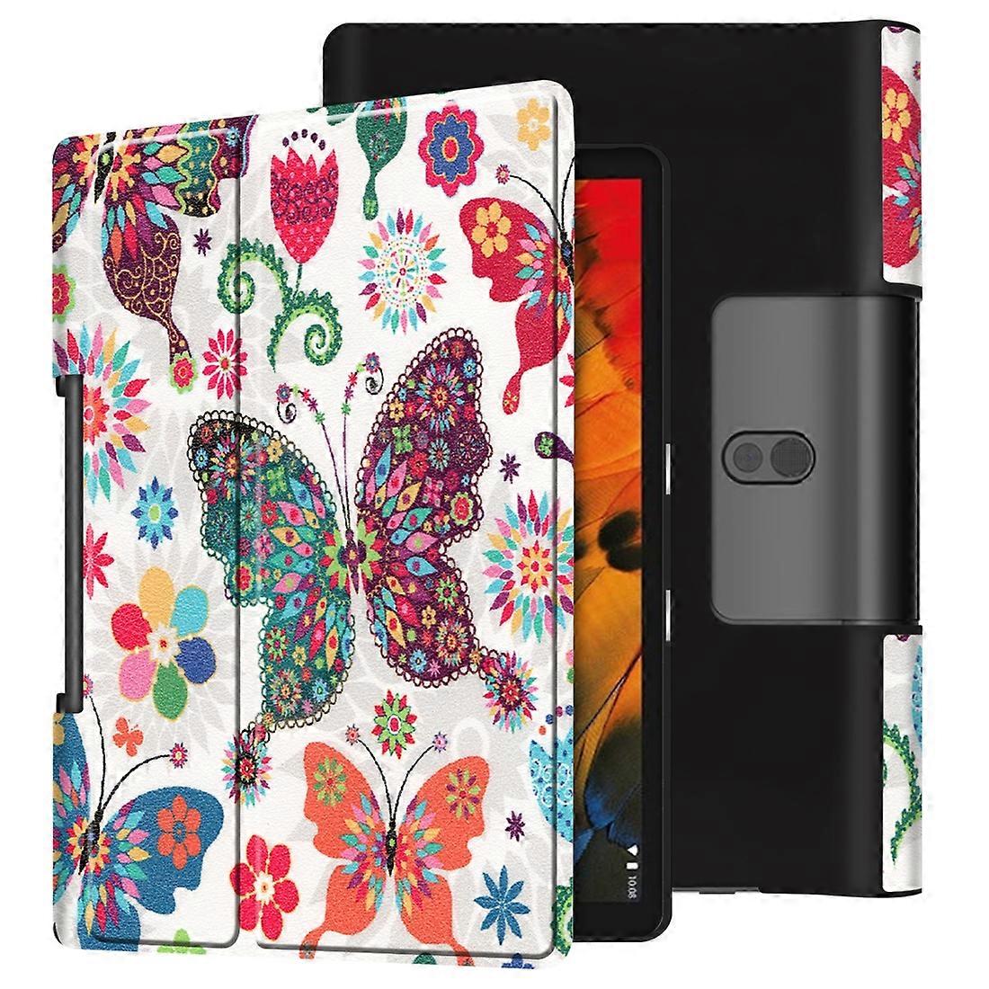 Color Drawing Pattern Horizontal Flip Leather Case with Two-folding Holder For Lenovo Yoga Smart Tab