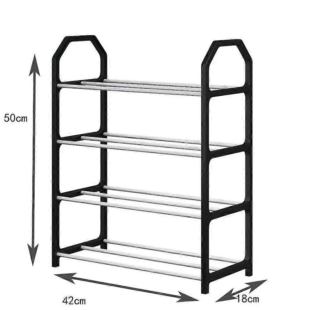 4-layer Metal Shoe Rack Black Easy Assembly Large Capacity