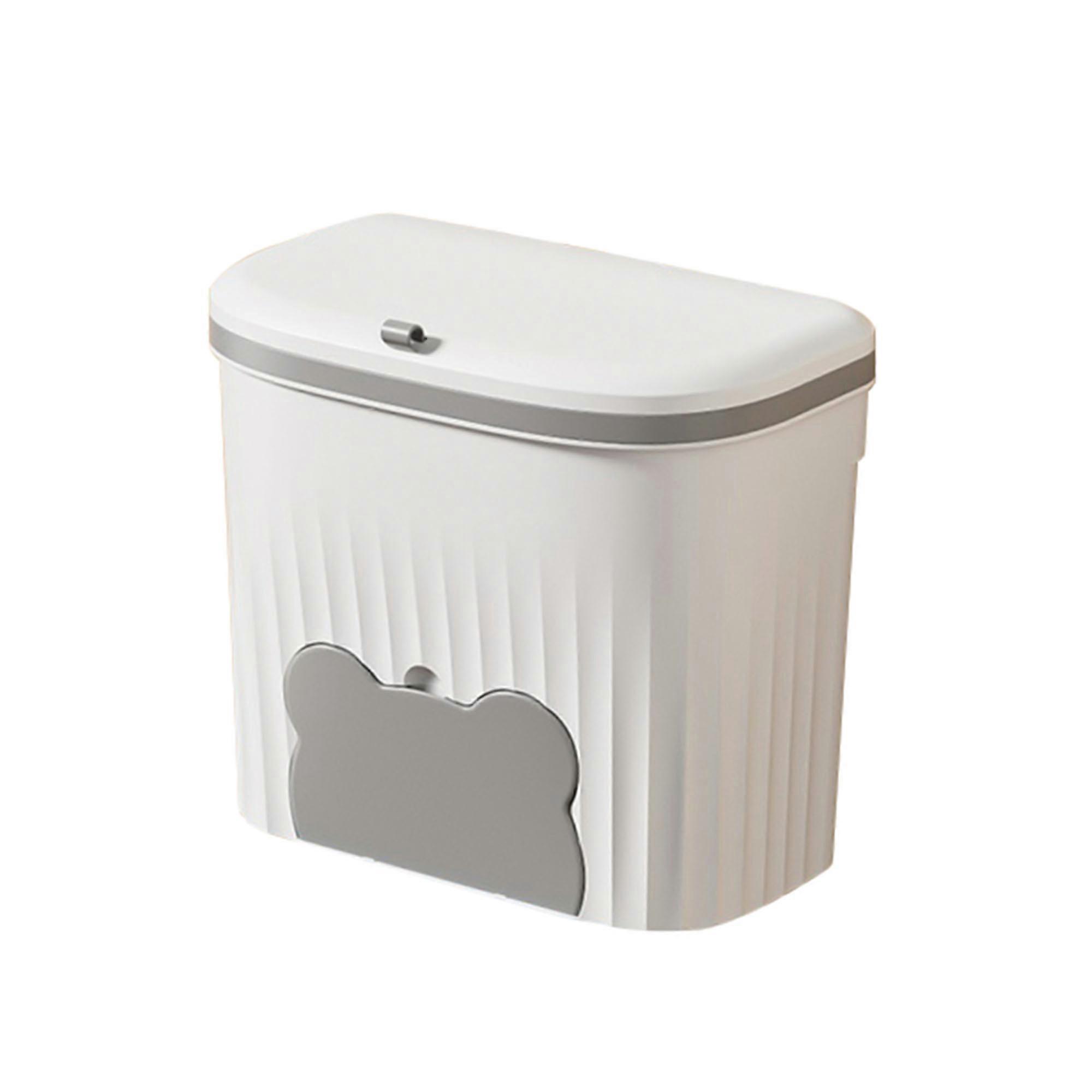 Under Kitchen Counter Bin, Plastic Hanging Trash Can with Lid,for Home Composting and Waste Management gray white
