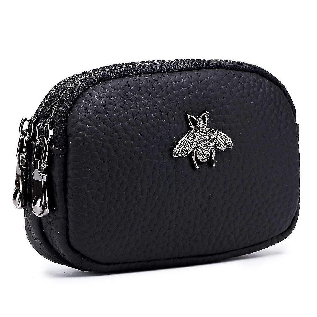 Small 2 Zippered Leather Coin Wallet