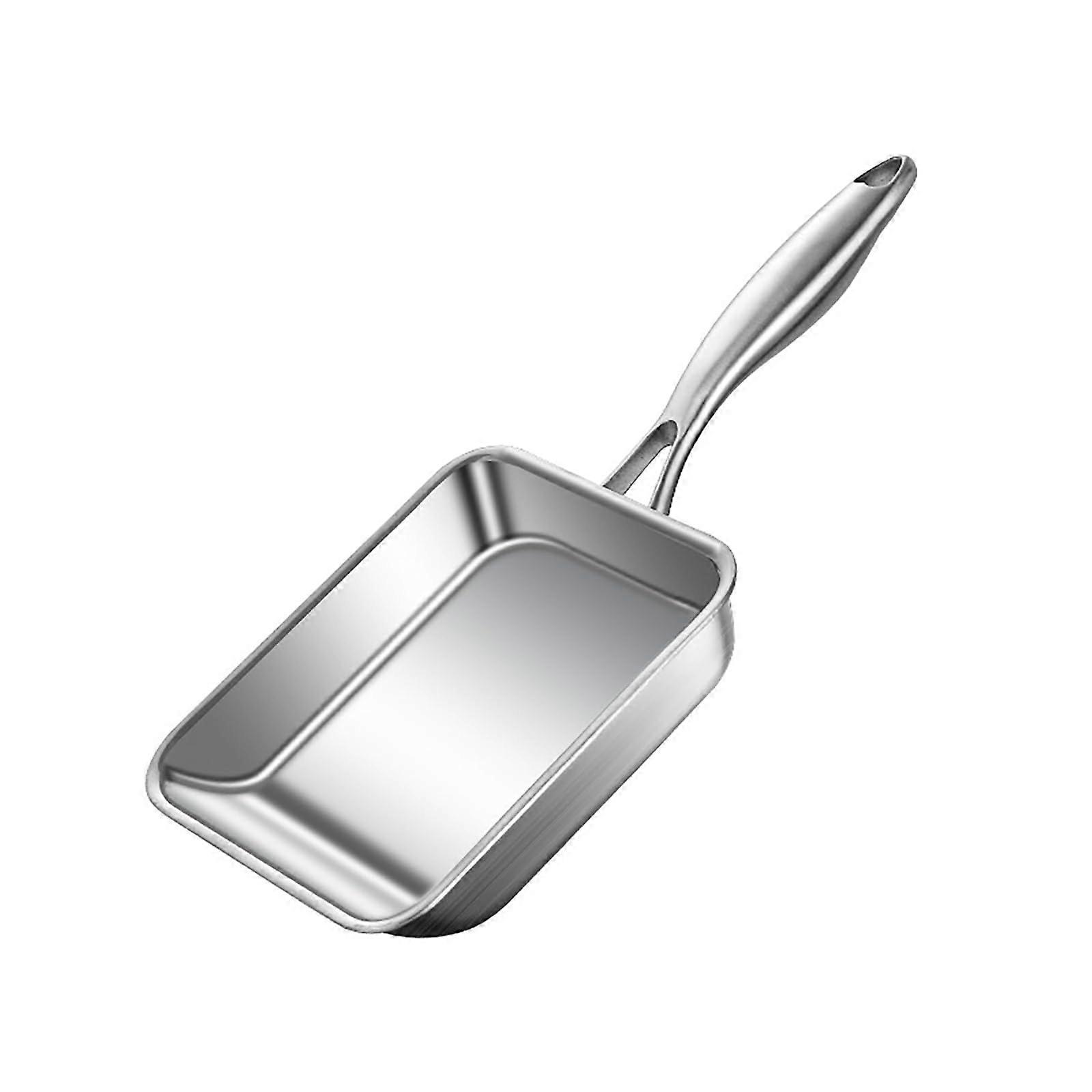 7.5-Inch Japanese Stainless Steel Square Omelette Pan with Easy-Clean Nonstick Surface for Cooking Bacon and Eggs