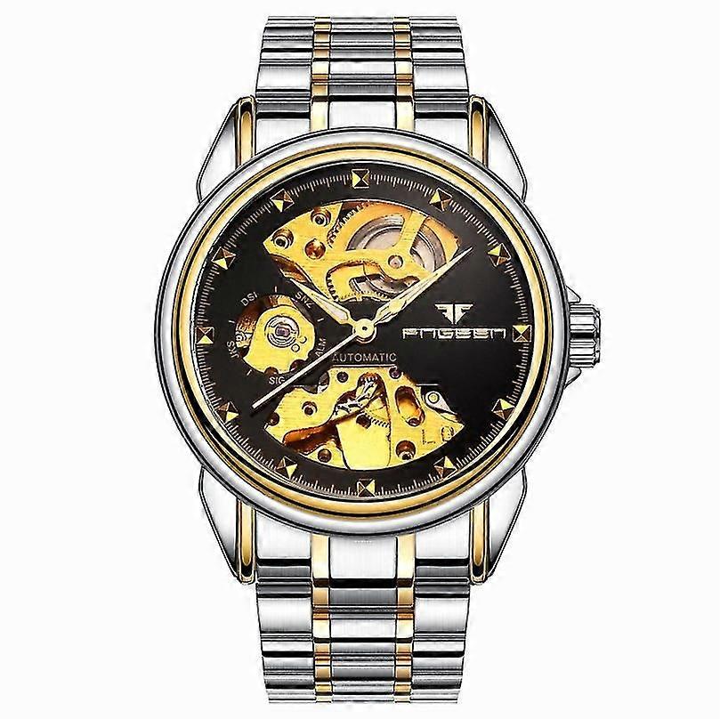 Fngeen 8818 Men Automatic Mechanical Watch Between Gold Black Surface