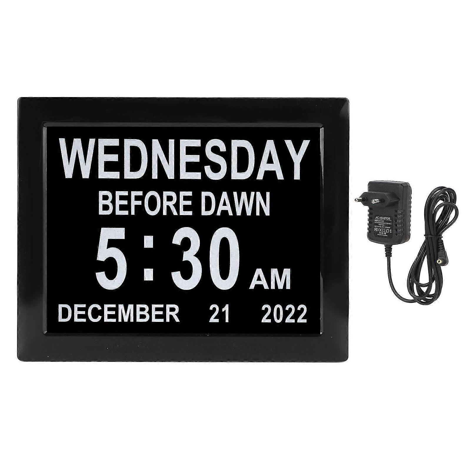 8inch Digital Day Calendar Clock Alarm Reminders Auto Dimming Large Display Elderly Digital Clock 110?240V EU Plug