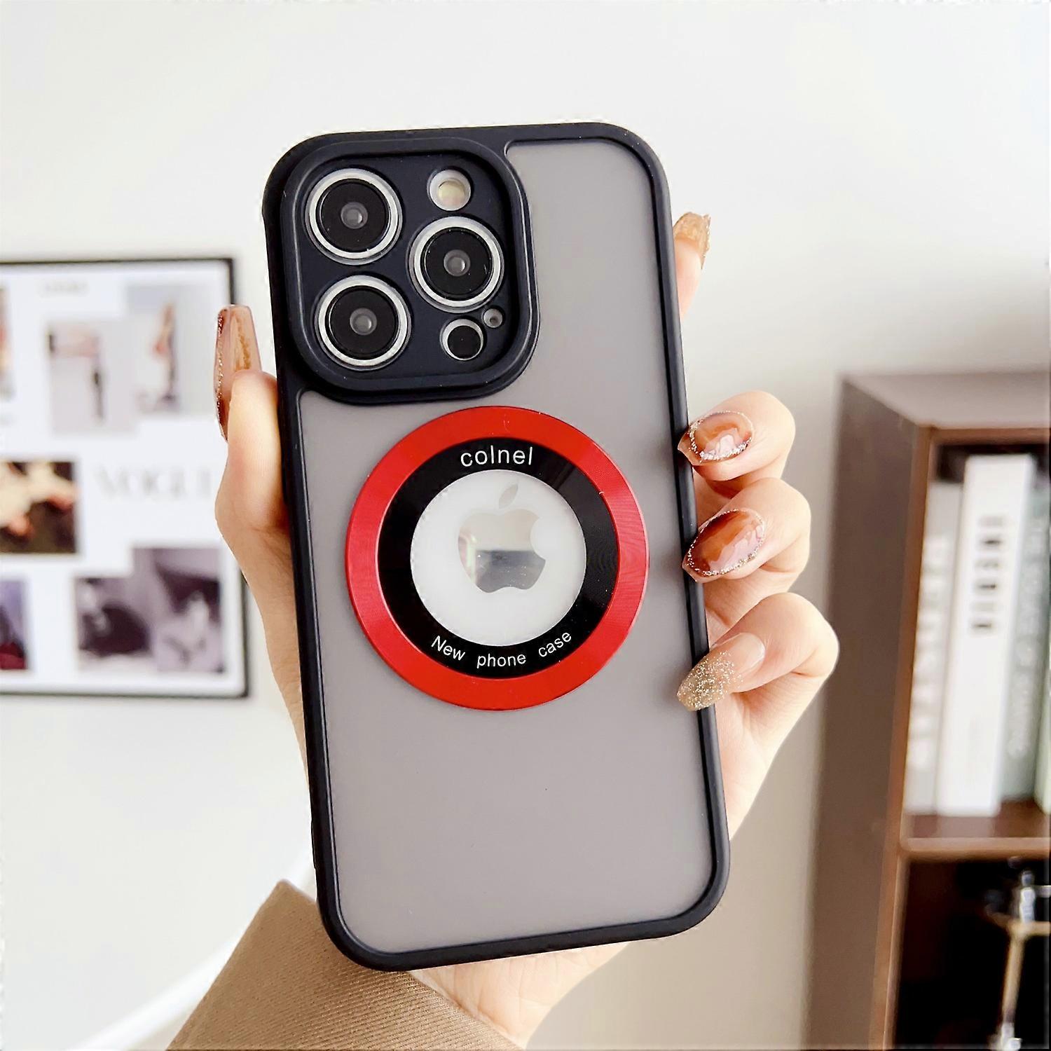 For iPhone 14 Pro Case Compatible with MagSafe Ring Logo View TPU+PC Phone Cover-Red