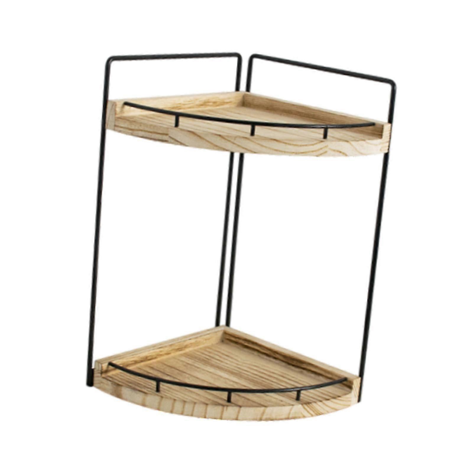 Corner Countertop Organizer Wood Multi Layer Iron Bathroom Counter Organizer double layer