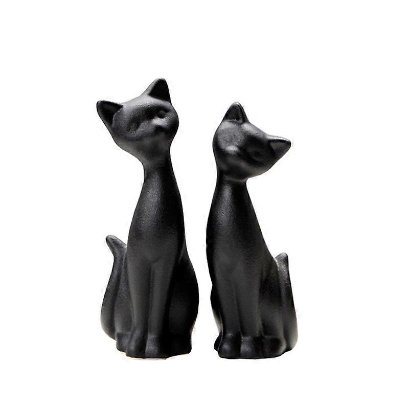 검은 고양이 동상, 가정 장식 미니 고양이 인형, 방 장식 매트 세라믹 작은 고양이 인형, 고양이를 위한 고양이 인형 제공