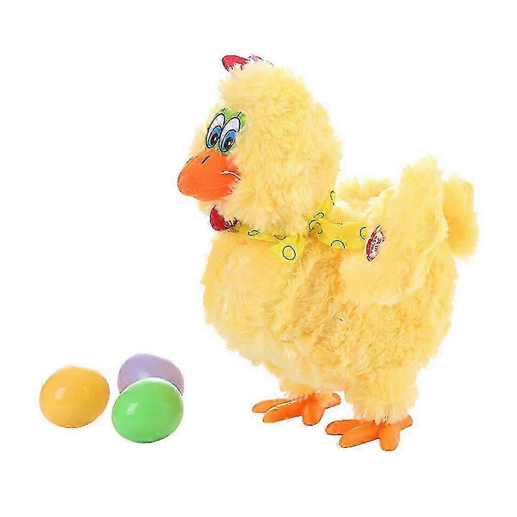 Poulet électronique en peluche, jouet amusant et dansant, pondant des œufs.