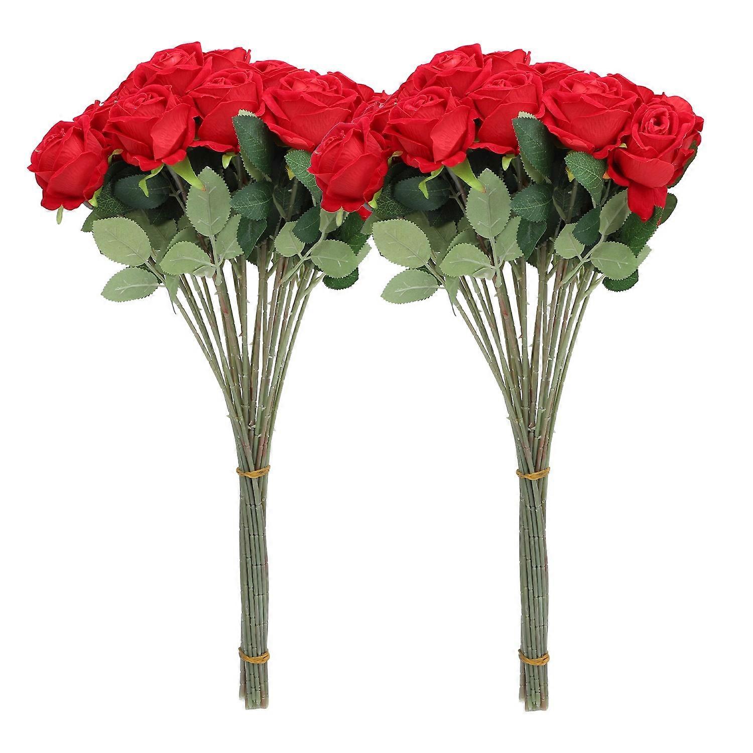 50pcs Artificial Roses Realistic Real Looking Long Stem Fake Roses for DIY Wedding Bouquets Centerpi
