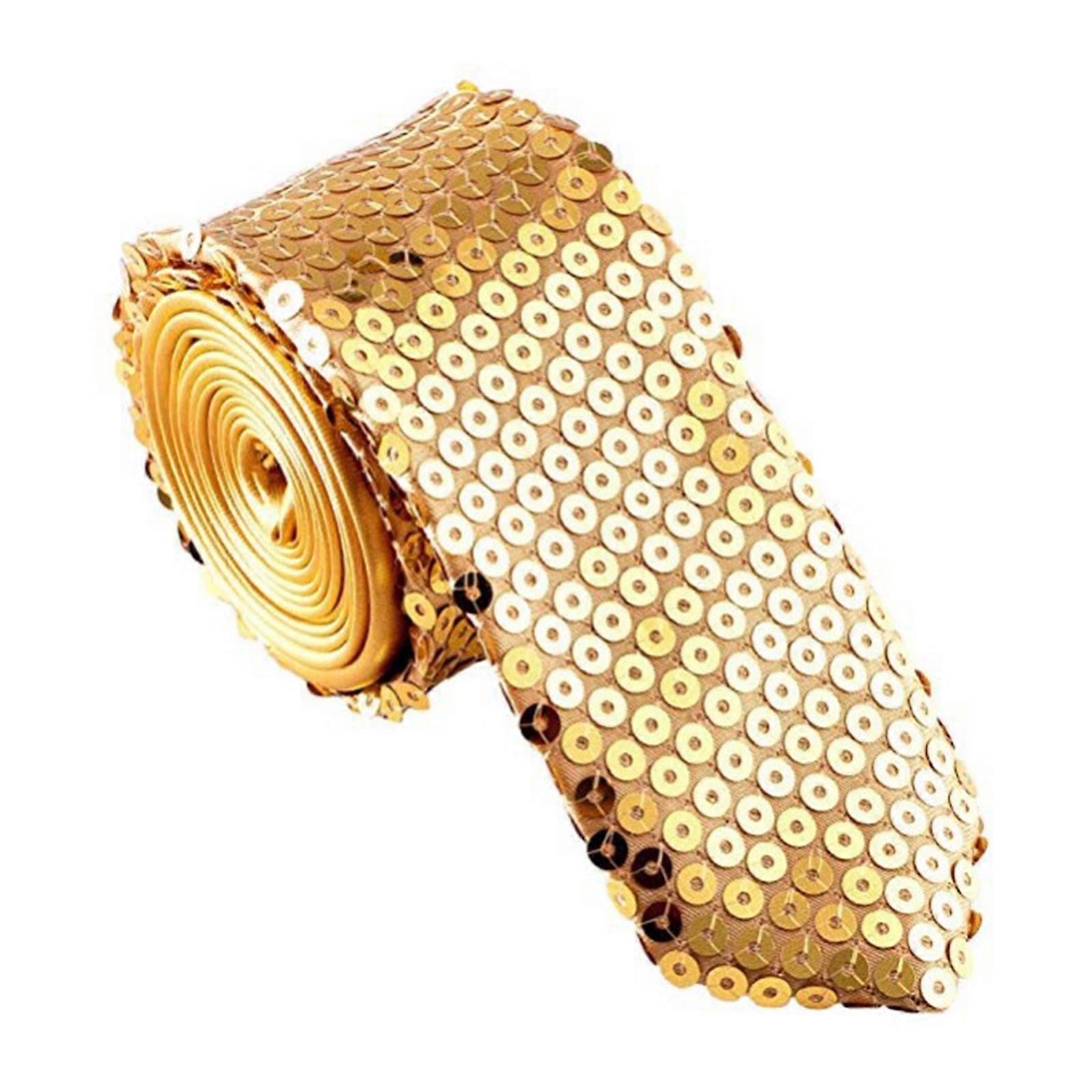 ナイトクラブパーティーネクタイファッションスパンコールネクタイコスチュームアクセサリーネックウェアステージパフォーマンス用スタイリッシュなネクタイイエロー