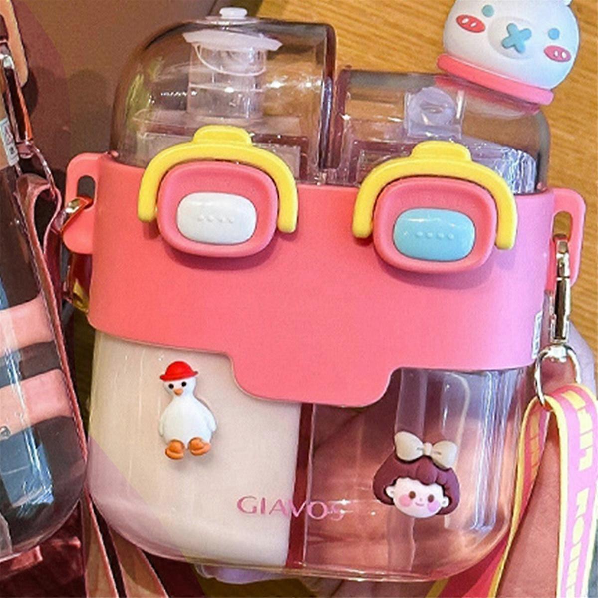  Children'S Cartoon-Themed Double Straw Cups