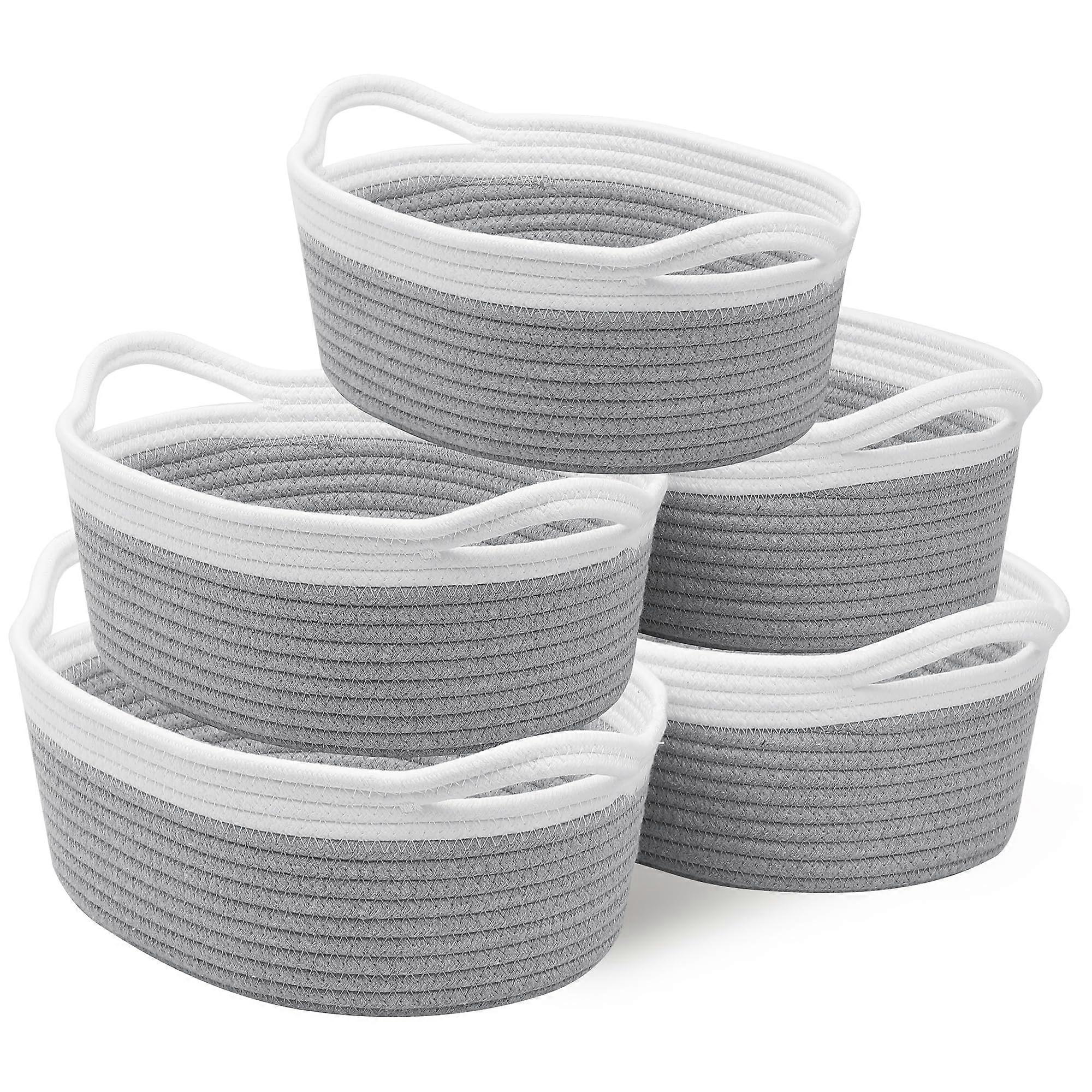 5 Pack Small Woven Basket Room Shelf Storage Small Round