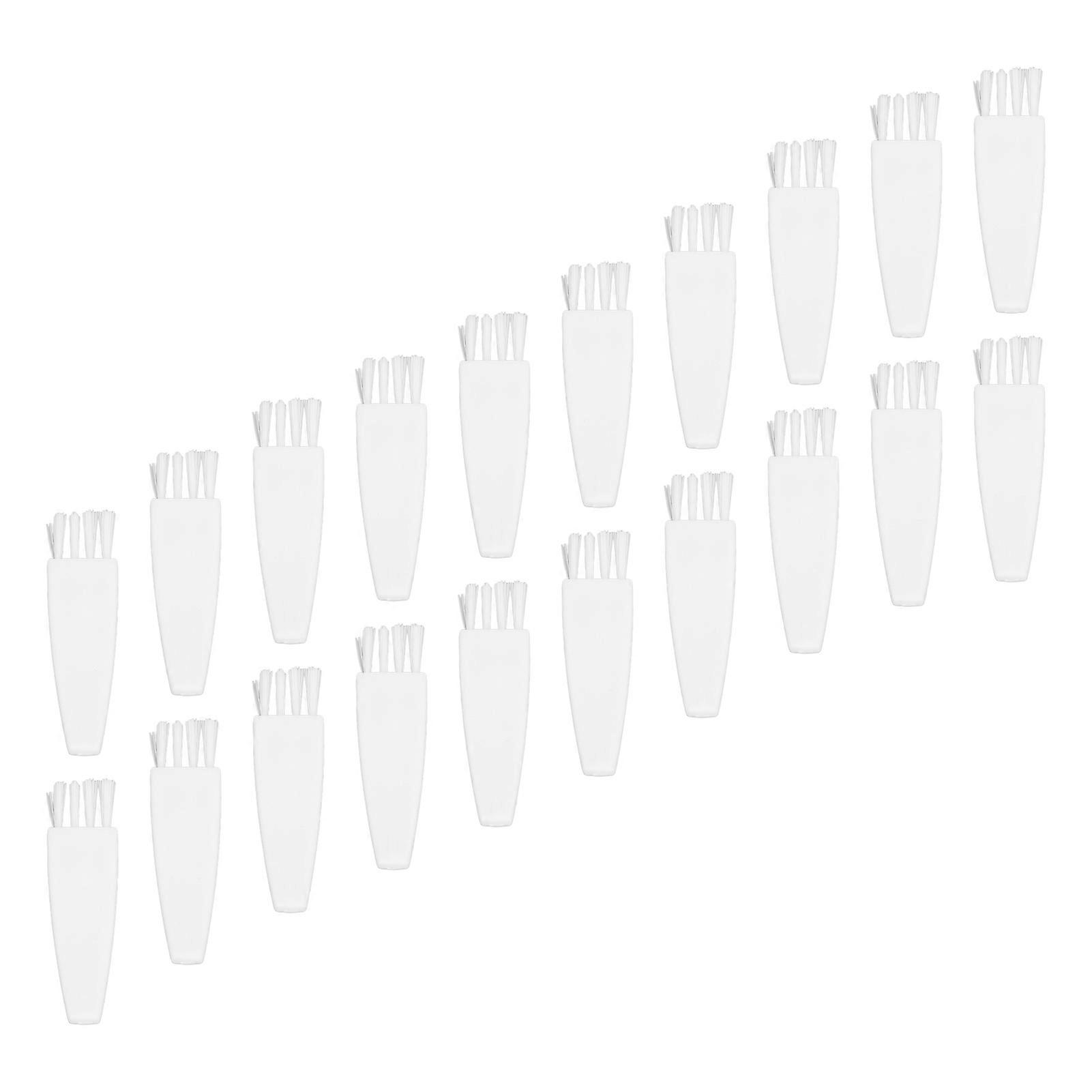 20pcs White Razor Brushes PP Handle Nylon Bristles Cleaning Set