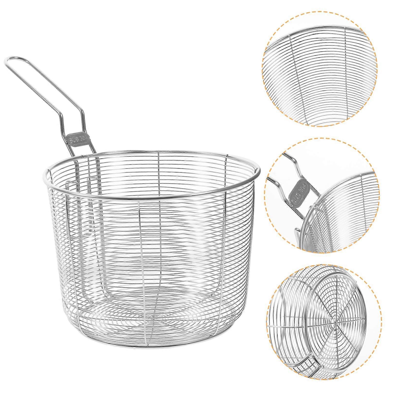 Stainless Steel Mesh Strainer Basket For Kitchen Noodle, Frying Food Strainer, Filtration And Serving Tool
