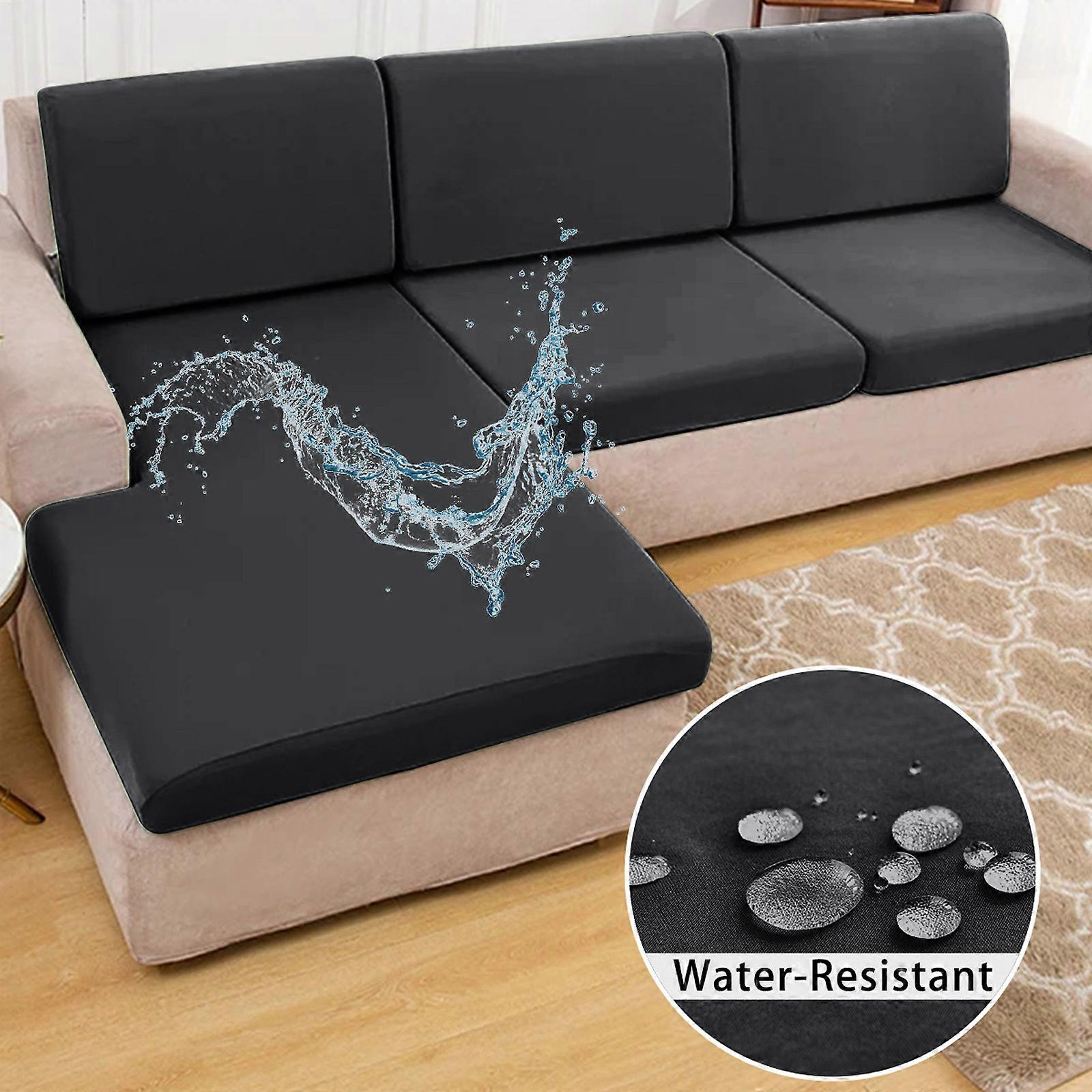 Elastics Waterproofs Milk Silk Sofa Cushions Cover Breathable and Comfortable for Home Use In Anthracites Meteorite grey