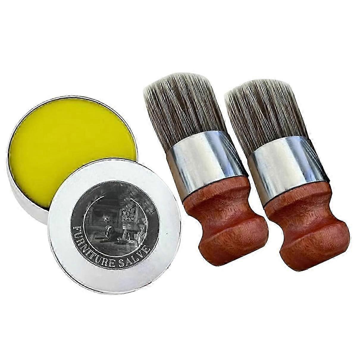 Wise Owl Möbelsalbe, Ledersalbe mit 2 Borstenbürsten