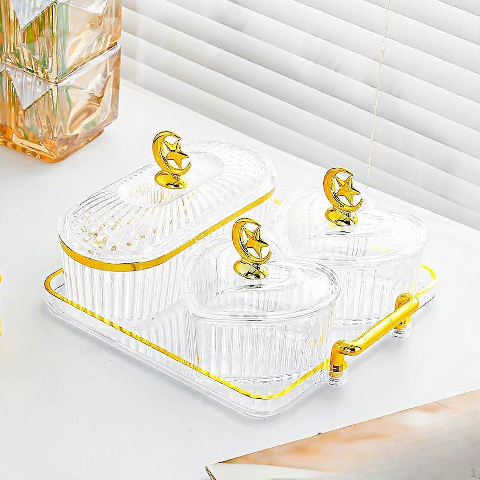 Dried Fruit Plate Candy Dish with Lid Stand,Divided Serving Dish,Appetizer Plate,for Wedding