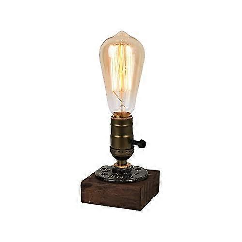 E27 Vintage Wood Blocks Table Lamp Industrial Desk Light for Cafe Bar Studio Bedroom Bedside Lamp Without Bulb