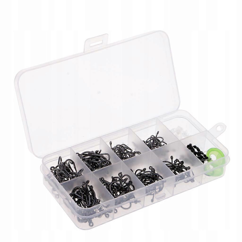 200pcs High Carbon Steel Fishing Hooks 50pcs Float Line Stoppers 2pcs Rig