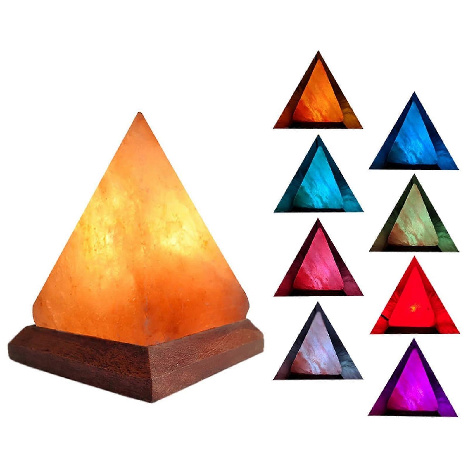 USB Himalayan Salt Lamp - 7 Color Changing Mini Crystal Night Light with Natural Shape and Wooden Base for Home Decor