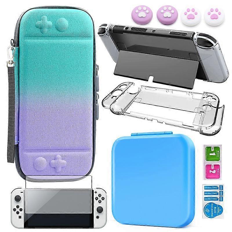 Host Storage Bag Gradient Travel Carry for Case Cover Kit with Crystal for Shell & Game Cards Box for Switch OLED
