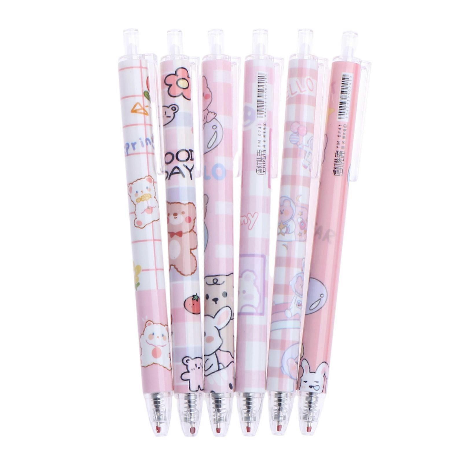 6pcs bear print press neutral pen