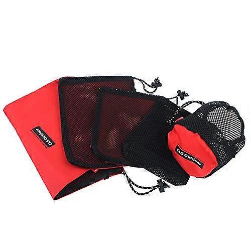 DrawString Nylon Knitting Ditty Bags - 5 Piece Red Travel Storage Set for Camping and Open Air Activities