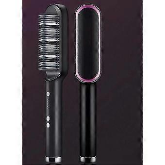Hair Straightener Comb Matte Black Hair Straightening Brush & Iron