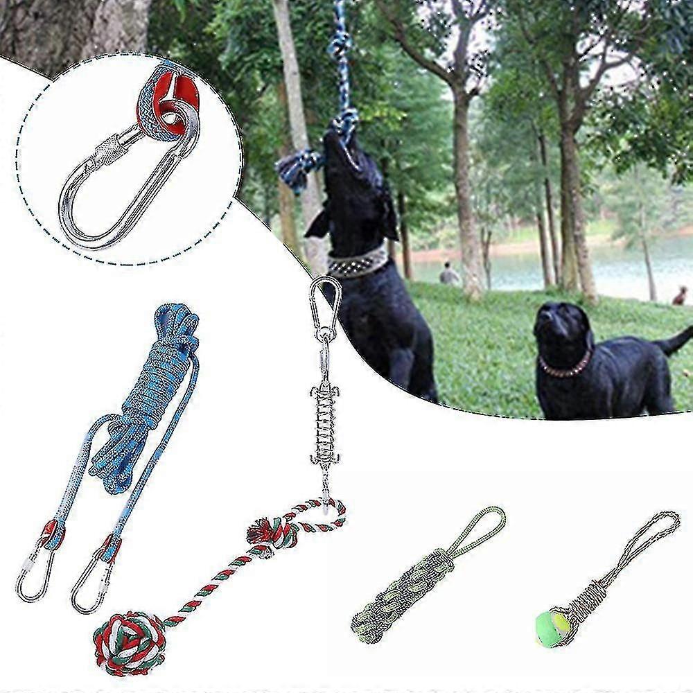 Chien Ressort Pole Jouets Ensemble Extérieur Suspendu Exercice Corde Coton Chien Dentition Jouet, Happy H