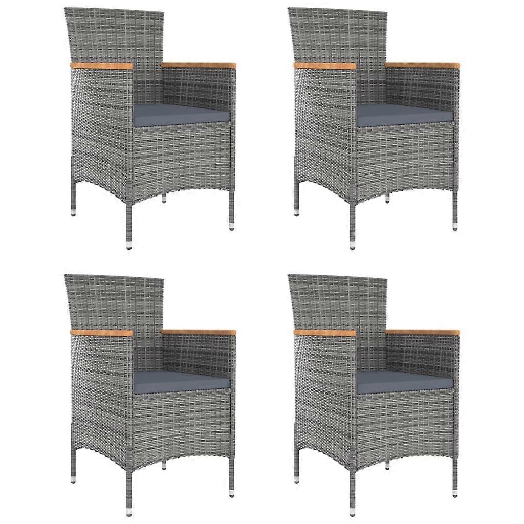 Garden 4 Pcs Poly Rattan Grey Dining Chairs