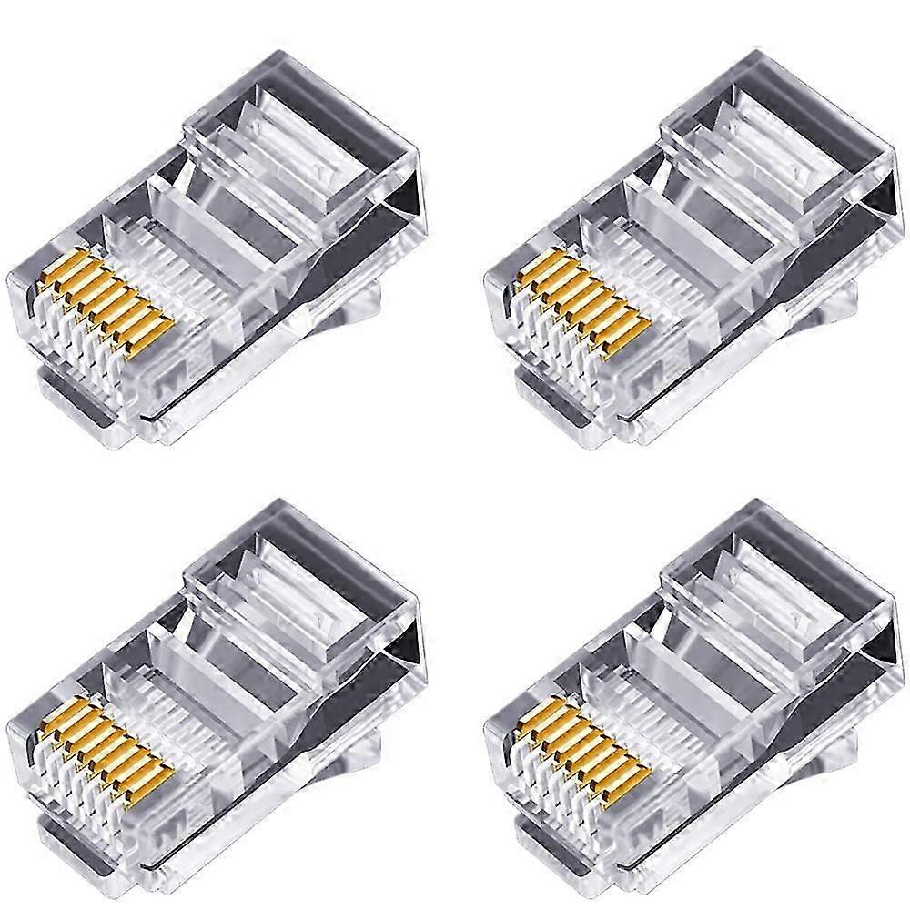 100Pcs RJ45 Connector 6U Gold Plated Pass Through Ethernet Cables Module Plug Network RJ-45 Crystal