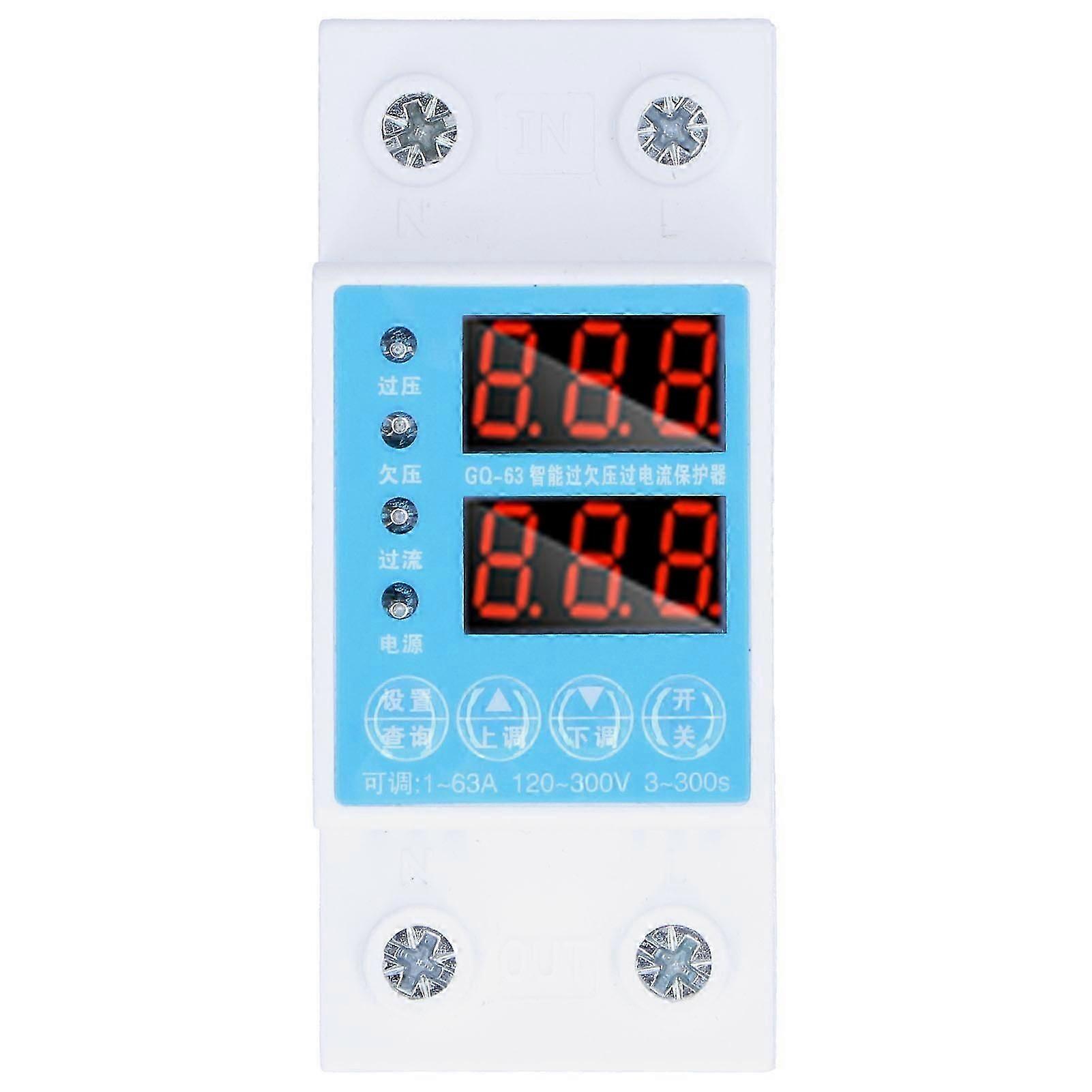 Voltage Current Protector Intelligent Control Adjustable 2Display Protective Device AC220V