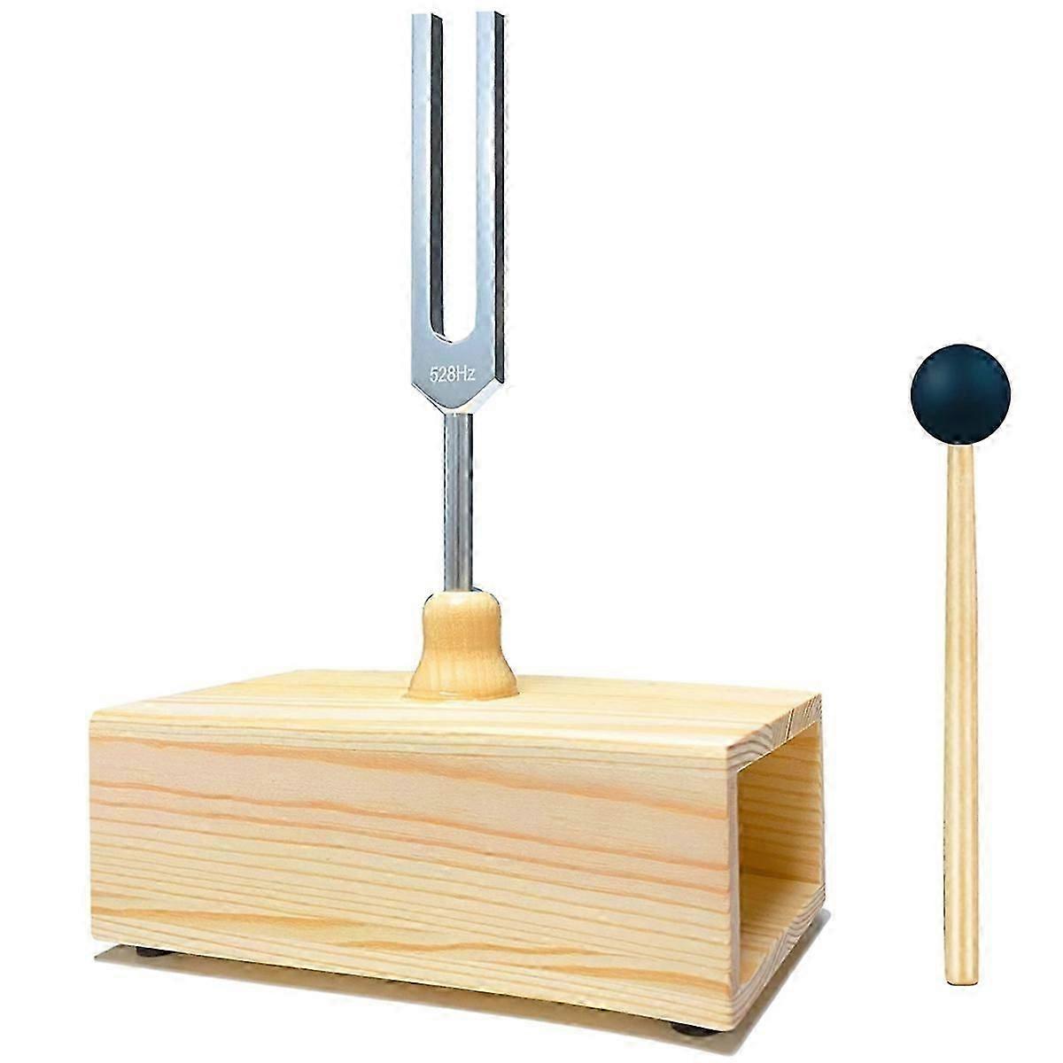 528Hz Tuning Fork with Resonance Box, Aluminum Alloy, Wooden Speaker, Perfect for SPA Aromatherapy, Resonance Teaching