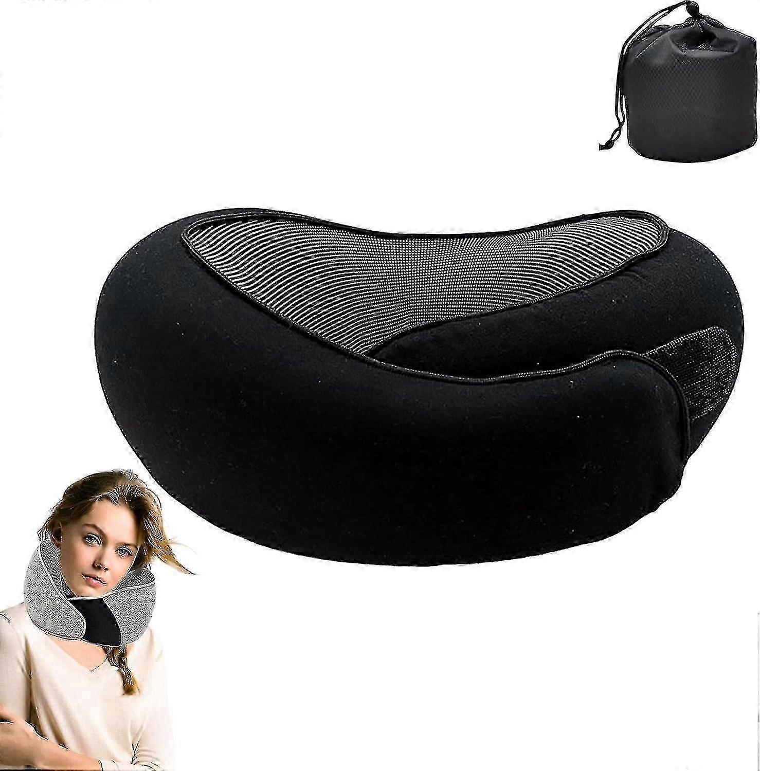 2025 Memory Foam Travel Neck Pillow for Airplanes & Car, Ergonomic Design with Adjustable Strap, Breathable Cover